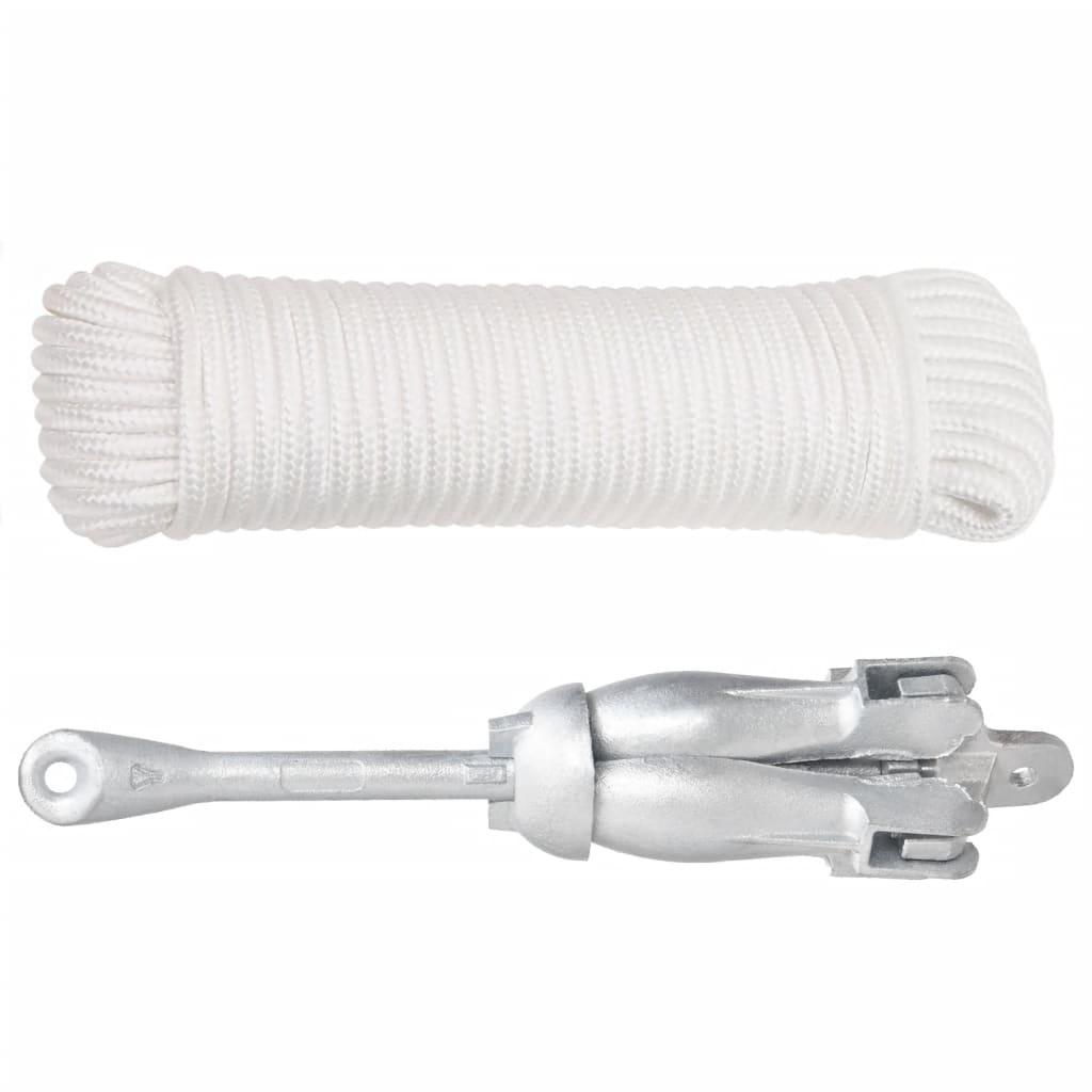 vidaXL Ancoră pliabilă cu funie, 4 kg, fontă galvanizată la cald vidaXL Ancoră pliabilă cu funie, 4 kg, fontă galvanizată la cald