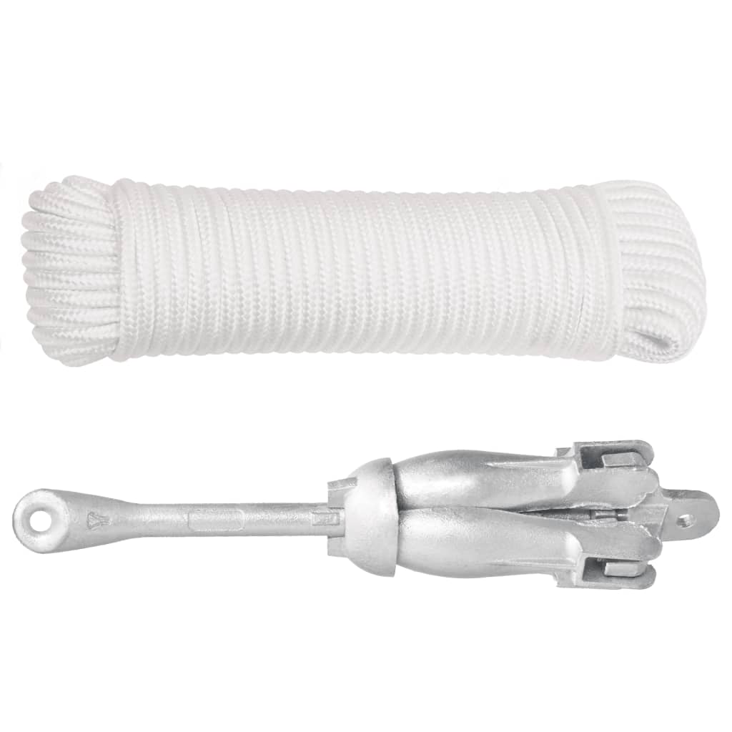 vidaXL Ancoră pliabilă cu funie, 6 kg, fontă galvanizată la cald vidaXL Ancoră pliabilă cu funie, 6 kg, fontă galvanizată la cald