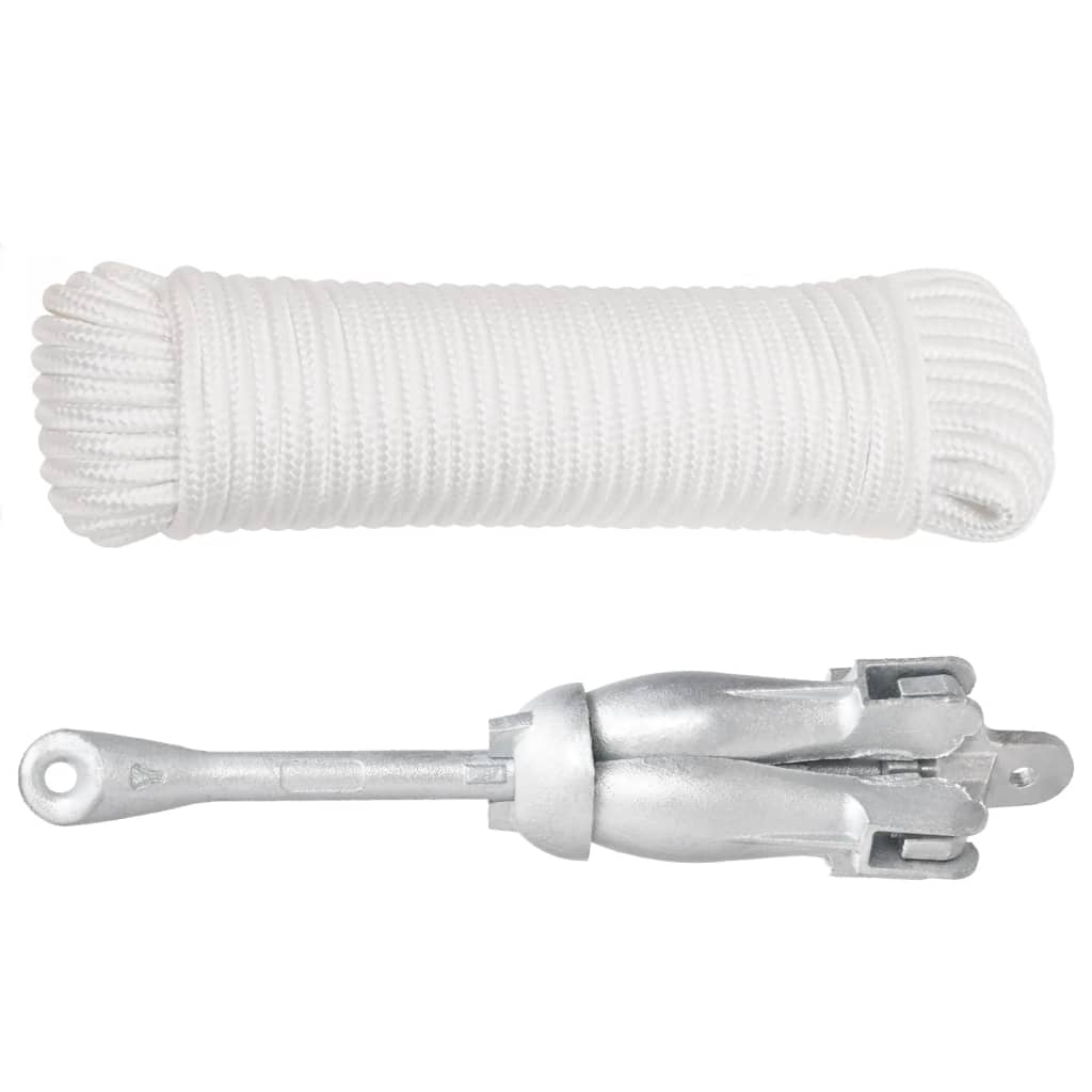 vidaXL Ancoră pliabilă cu funie, 8 kg, fontă galvanizată la cald vidaXL Ancoră pliabilă cu funie, 8 kg, fontă galvanizată la cald