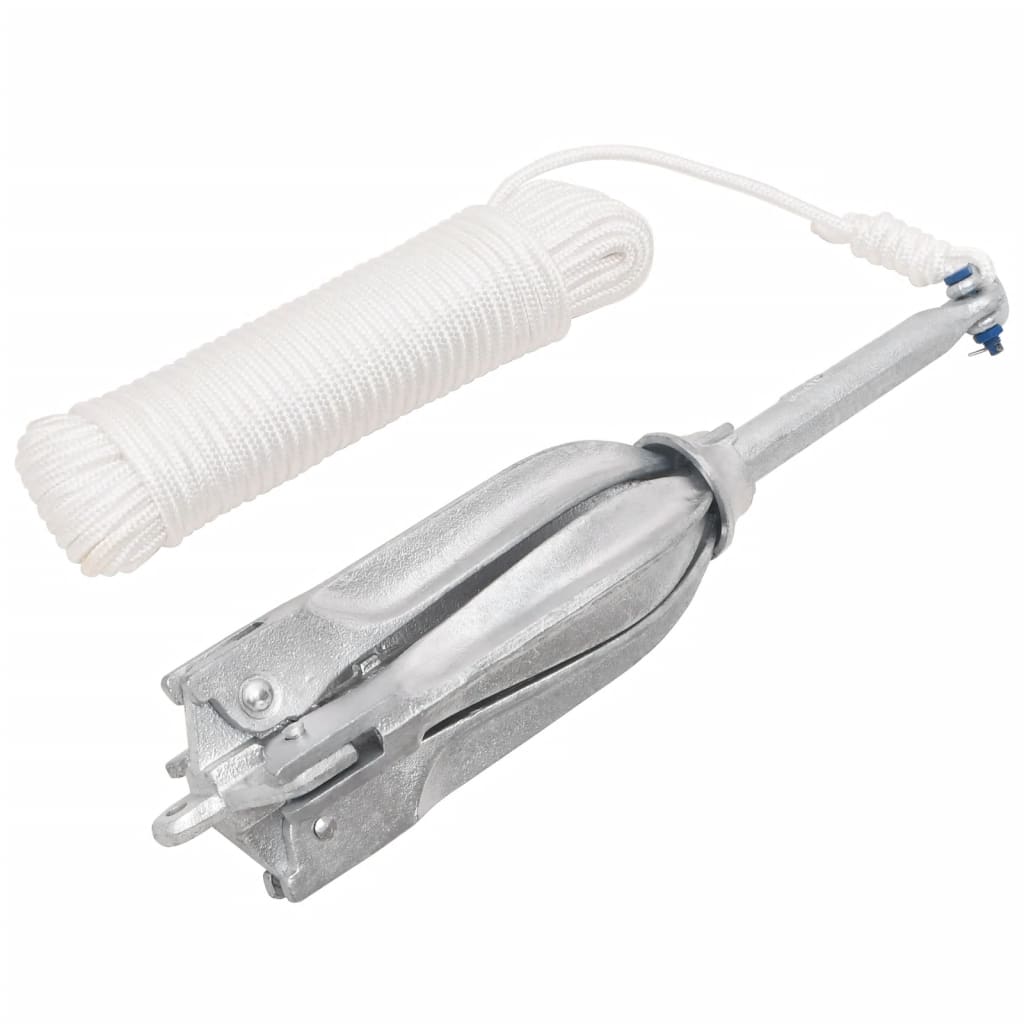 vidaXL Ancoră pliabilă cu funie, 10 kg, fontă galvanizată la cald vidaXL Ancoră pliabilă cu funie, 10 kg, fontă galvanizată la cald