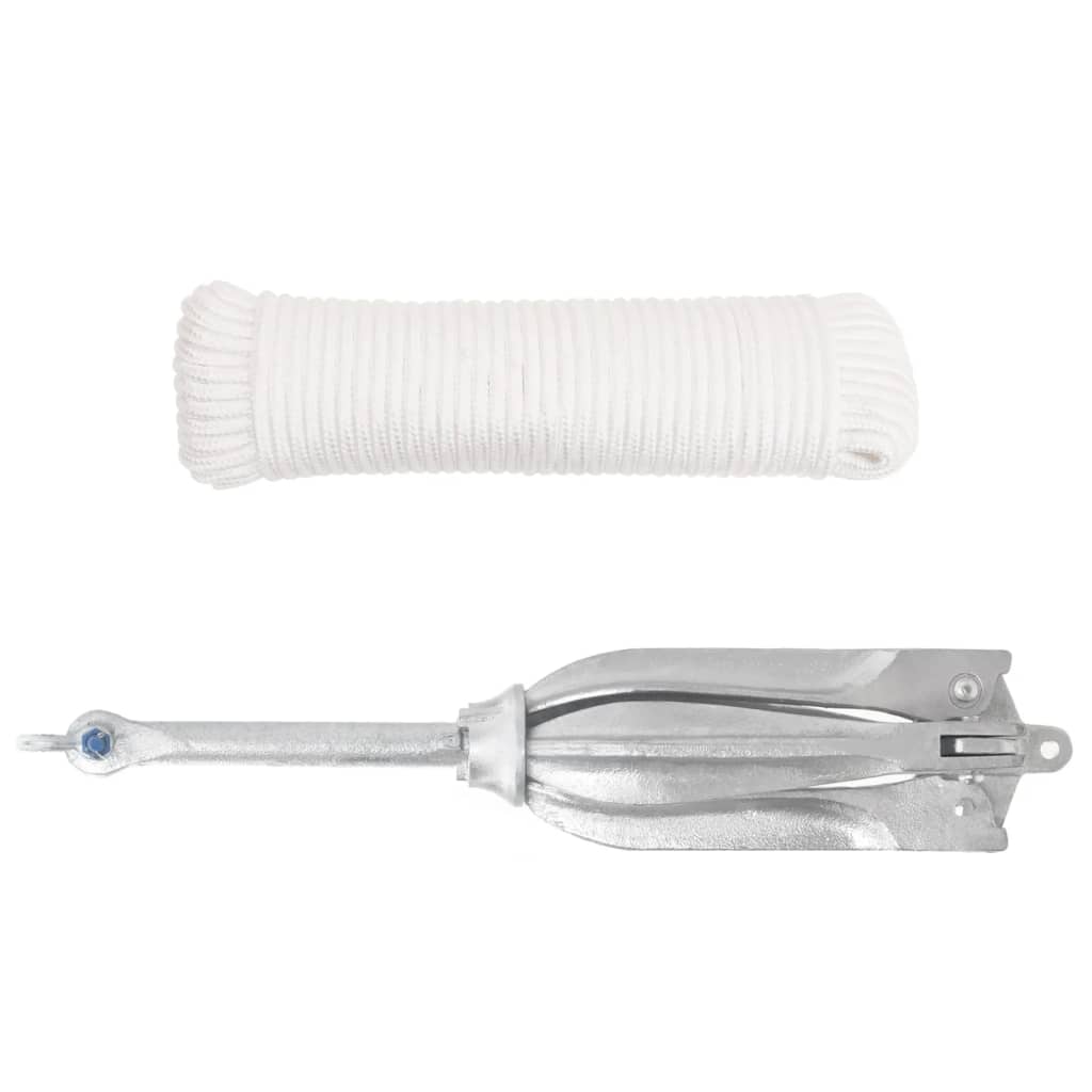 vidaXL Ancoră pliabilă cu funie, 12 kg, fontă galvanizată la cald vidaXL Ancoră pliabilă cu funie, 12 kg, fontă galvanizată la cald