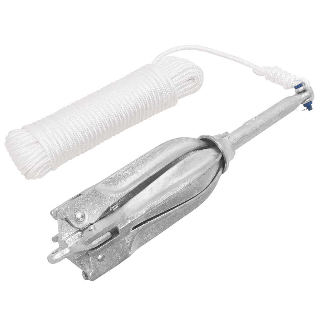 vidaXL Ancoră pliabilă cu funie, 12 kg, fontă galvanizată la cald vidaXL Ancoră pliabilă cu funie, 12 kg, fontă galvanizată la cald