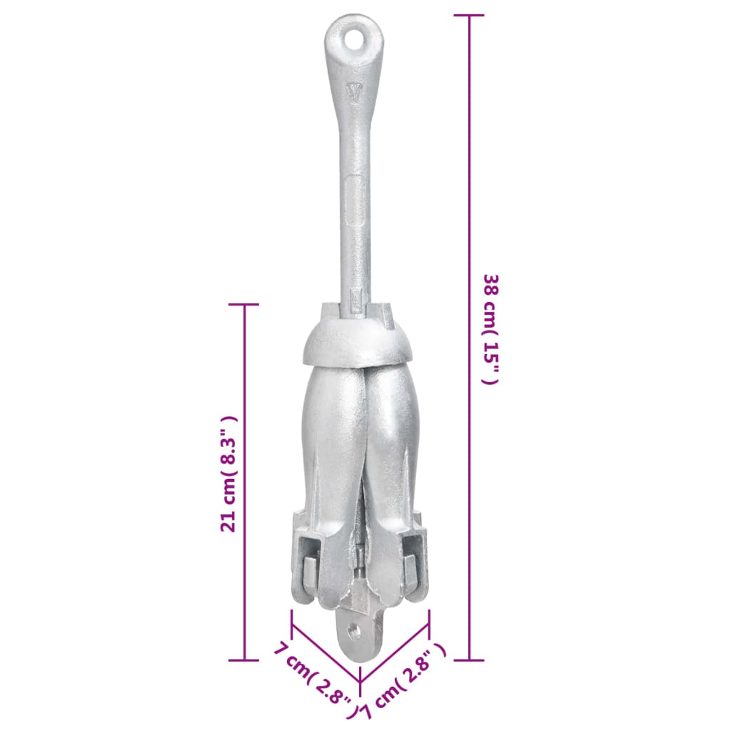 vidaXL Ancoră pliabilă, argintiu, 2,5 kg, fier maleabil vidaXL Ancoră pliabilă, argintiu, 2,5 kg, fier maleabil