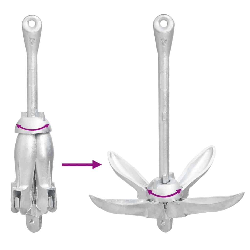 vidaXL Ancoră pliabilă, argintiu, 3,2 kg, fier maleabil vidaXL Ancoră pliabilă, argintiu, 3,2 kg, fier maleabil