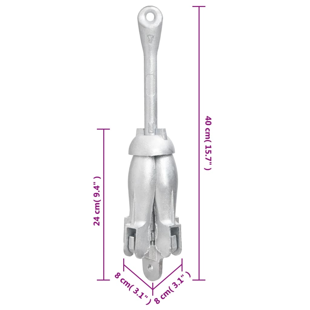 vidaXL Ancoră pliabilă, argintiu, 3,2 kg, fier maleabil vidaXL Ancoră pliabilă, argintiu, 3,2 kg, fier maleabil