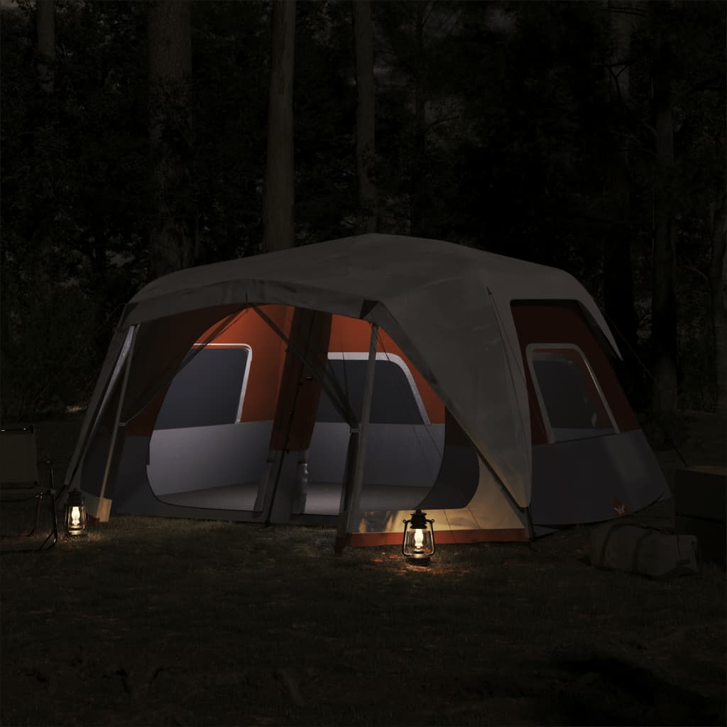 vidaXL Cort familie cu LED 10 persoane gri/portocaliu, setare rapidă