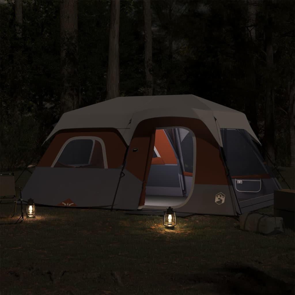 vidaXL Cort familie cu LED 9 persoane gri/portocaliu, setare rapidă