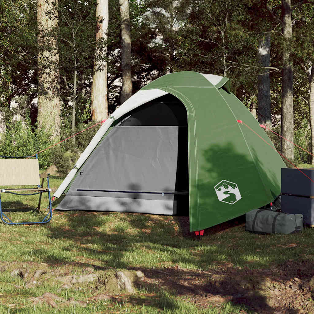 vidaXL Cort de camping cupolă pentru 3 persoane, verde, impermeabil