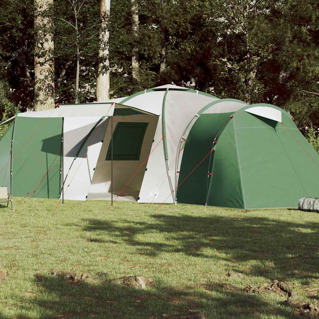 vidaXL Cort de familie cupolă pentru 12 persoane, verde, impermeabil vidaXL Cort de familie cupolă pentru 12 persoane, verde, impermeabil