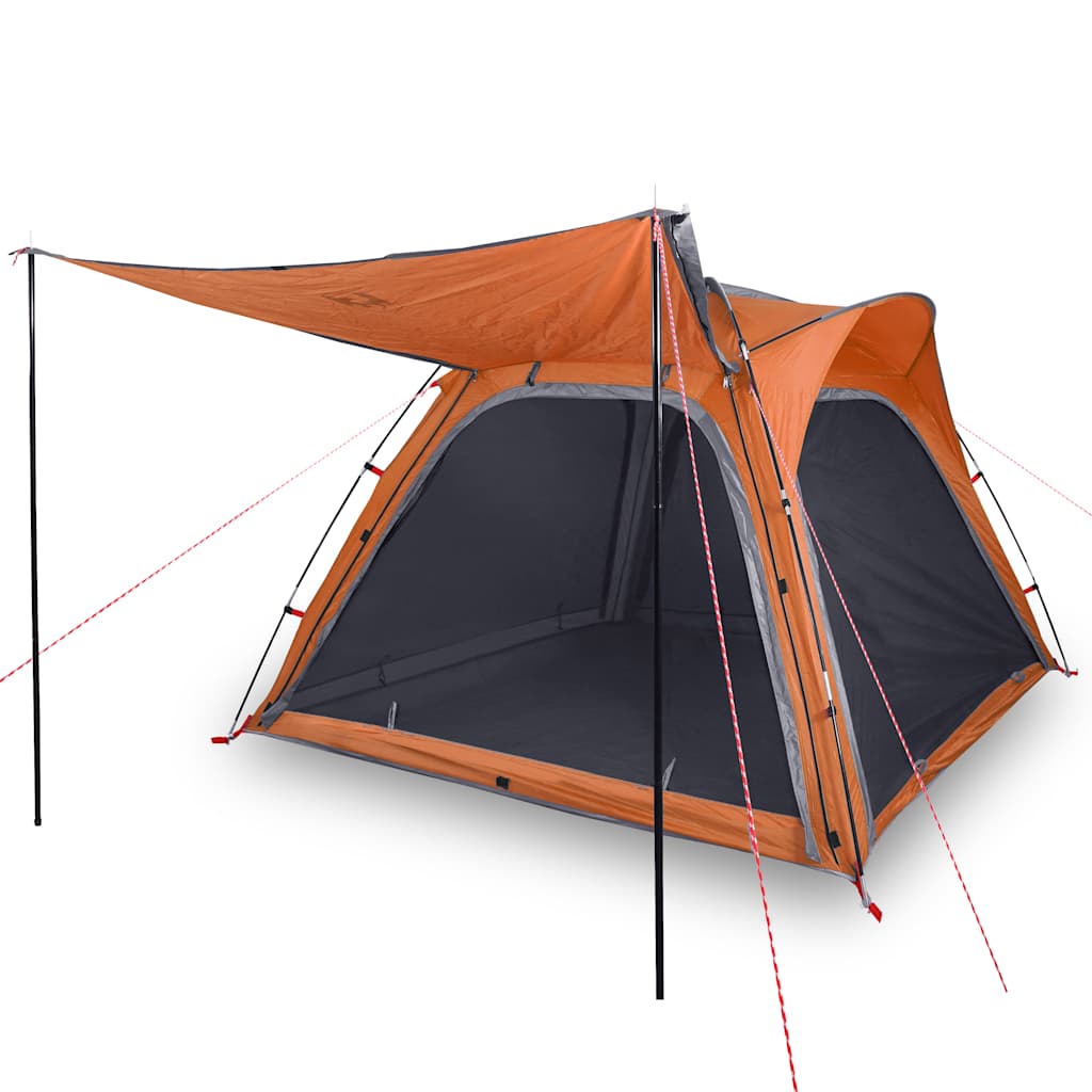 vidaXL Cort camping, 4 persoane, gri/oranj, impermeabil, setare rapidă