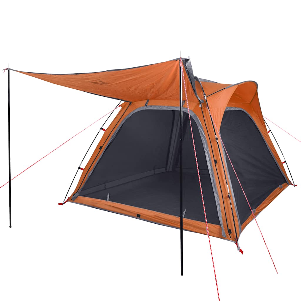 vidaXL Cort camping, 4 persoane, gri/oranj, impermeabil, setare rapidă