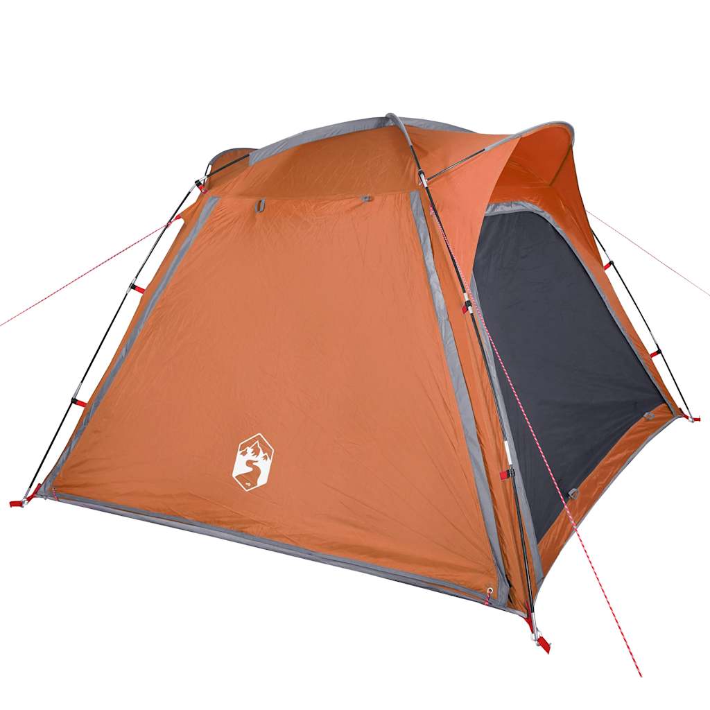 vidaXL Cort camping, 4 persoane, gri/oranj, impermeabil, setare rapidă