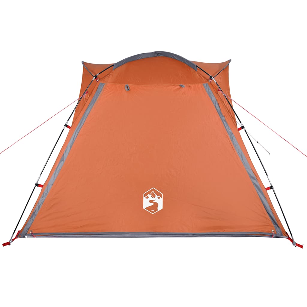 vidaXL Cort camping, 4 persoane, gri/oranj, impermeabil, setare rapidă