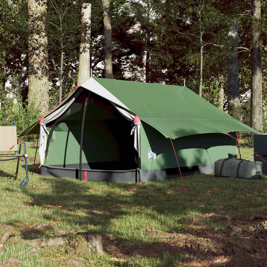 vidaXL Cort de camping pentru 2 persoane, verde, impermeabil