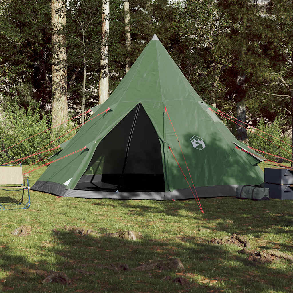 vidaXL Cort de camping tipi pentru 4 persoane, verde, impermeabil