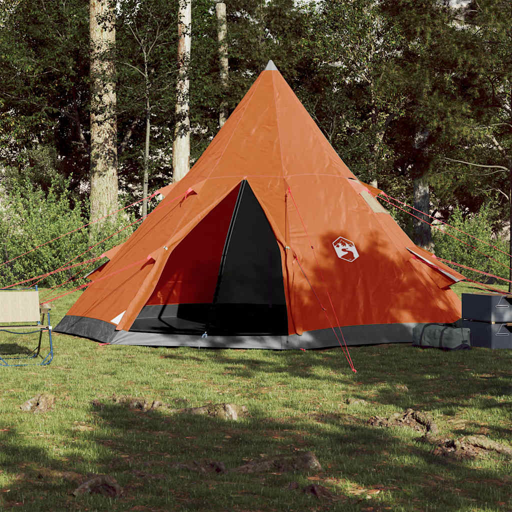 vidaXL Cort de camping tipi pentru 4 persoane, portocaliu, impermeabil