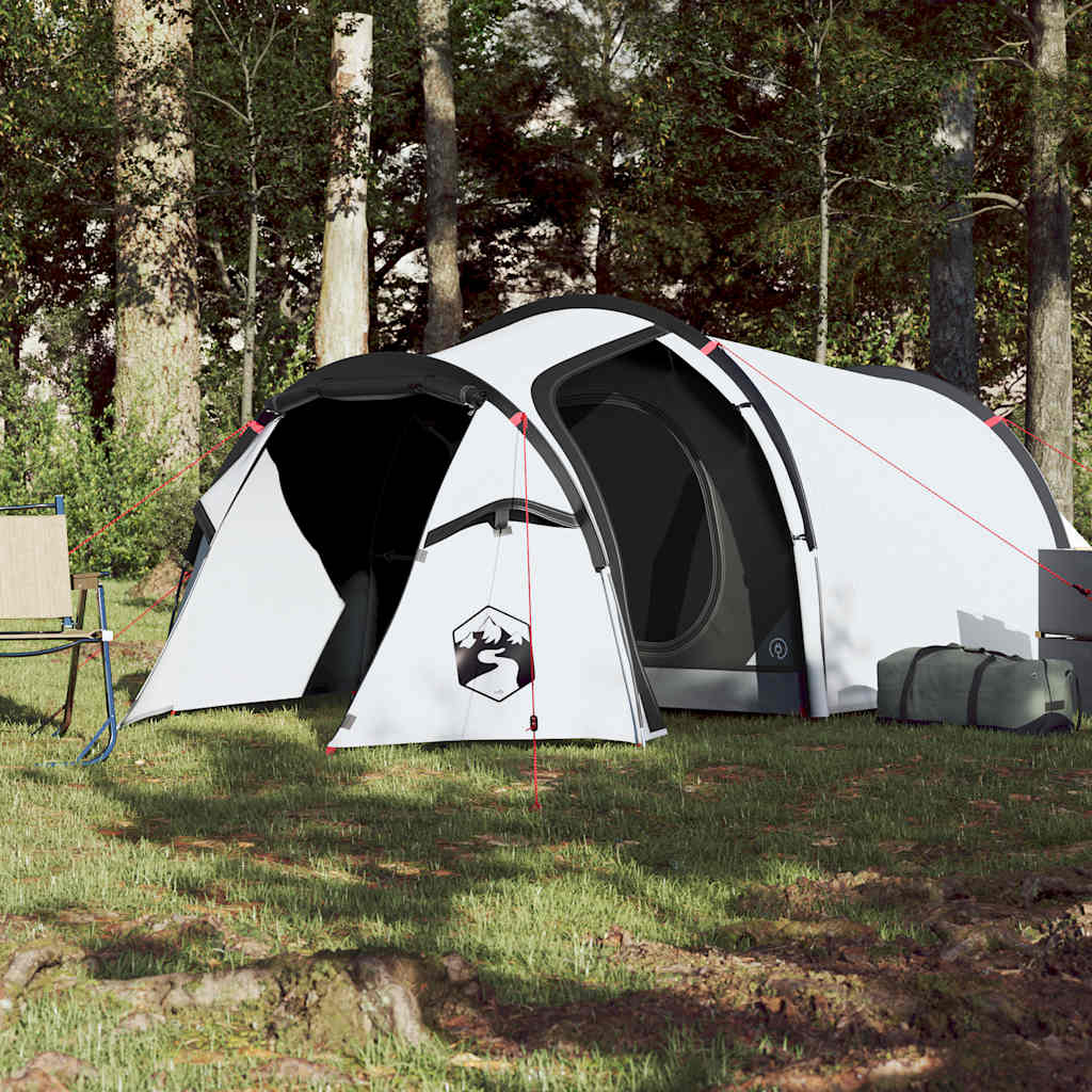 vidaXL Cort camping tunel 3 persoane, alb, țesătură opacă, impermeabil vidaXL Cort camping tunel 3 persoane, alb, țesătură opacă, impermeabil
