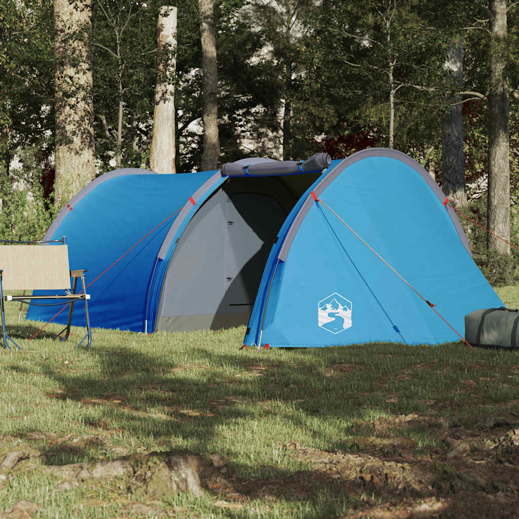 vidaXL Cort de camping tunel pentru 4 persoane, albastru, impermeabil