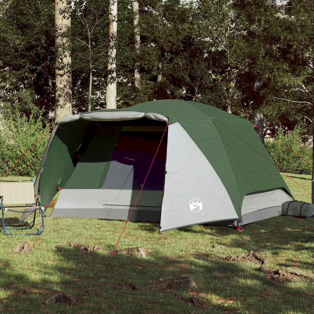 vidaXL Cort de camping cu verandă 4 persoane, verde, impermeabil vidaXL Cort de camping cu verandă 4 persoane, verde, impermeabil