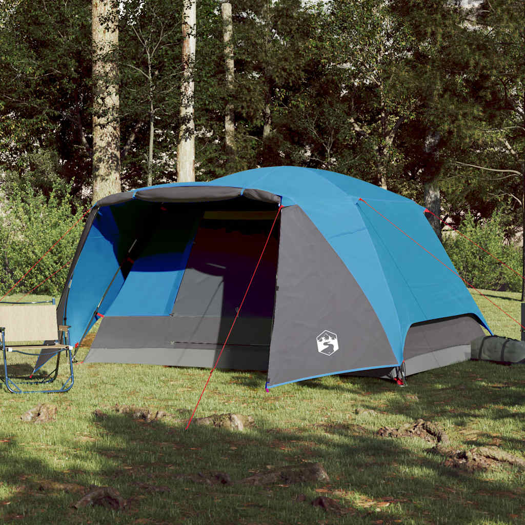 vidaXL Cort de camping cu verandă 4 persoane, albastru, impermeabil vidaXL Cort de camping cu verandă 4 persoane, albastru, impermeabil