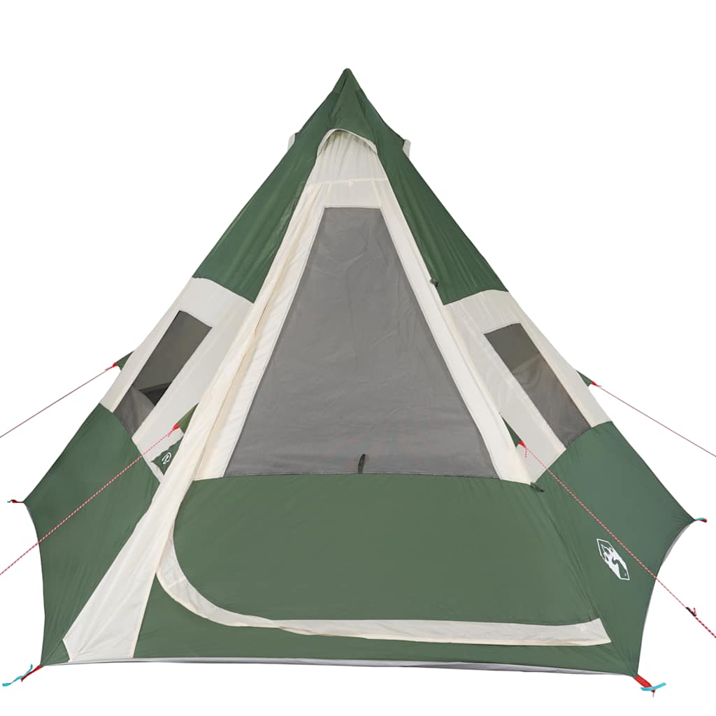 vidaXL Cort de camping tipi pentru 7 persoane, verde, impermeabil