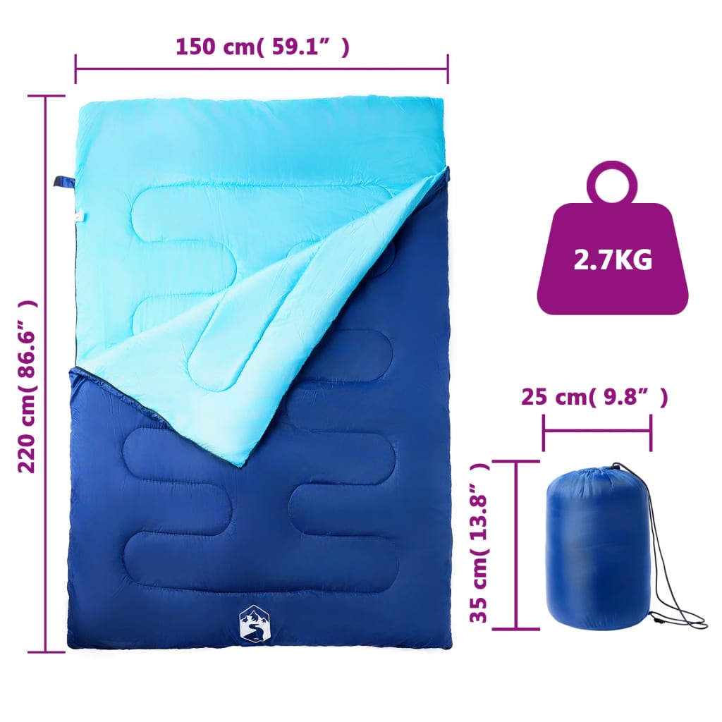 vidaXL Sac de dormit dublu cu perne de camping, adulți, 3-4 anotimpuri vidaXL Sac de dormit dublu cu perne de camping, adulți, 3-4 anotimpuri