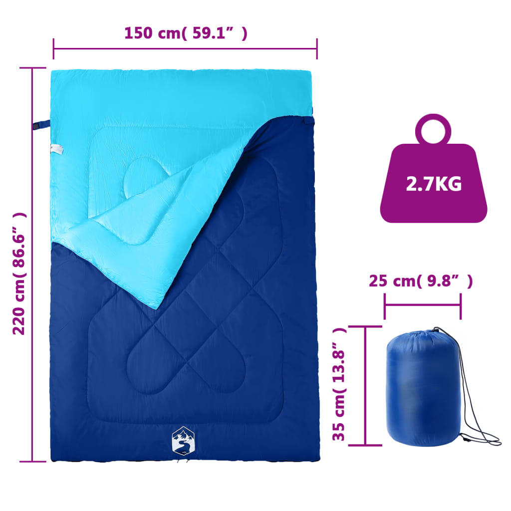 vidaXL Sac de dormit dublu cu perne de camping, adulți, 3-4 anotimpuri vidaXL Sac de dormit dublu cu perne de camping, adulți, 3-4 anotimpuri