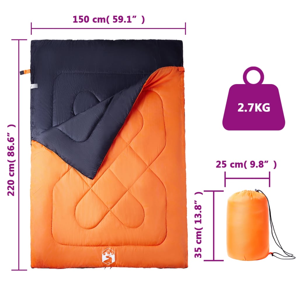 vidaXL Sac de dormit dublu cu perne de camping, adulți, 3-4 anotimpuri