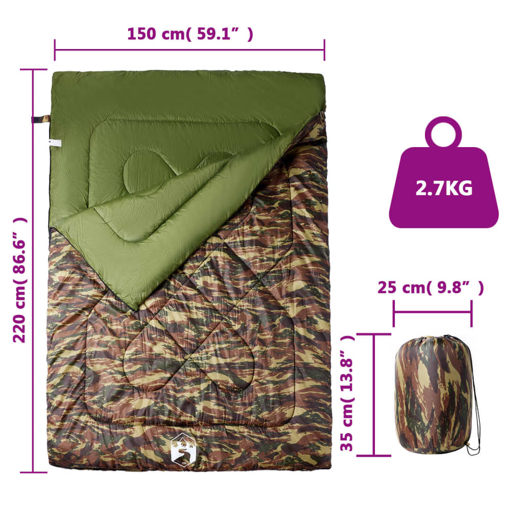 vidaXL Sac de dormit dublu cu perne de camping, adulți, 3-4 anotimpuri vidaXL Sac de dormit dublu cu perne de camping, adulți, 3-4 anotimpuri