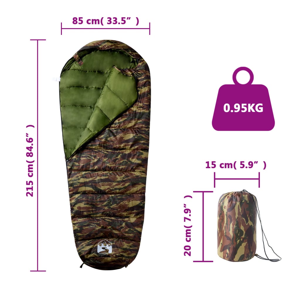 vidaXL Sac de dormit tip mumie pentru adulți de camping, 3 anotimpuri vidaXL Sac de dormit tip mumie pentru adulți de camping, 3 anotimpuri
