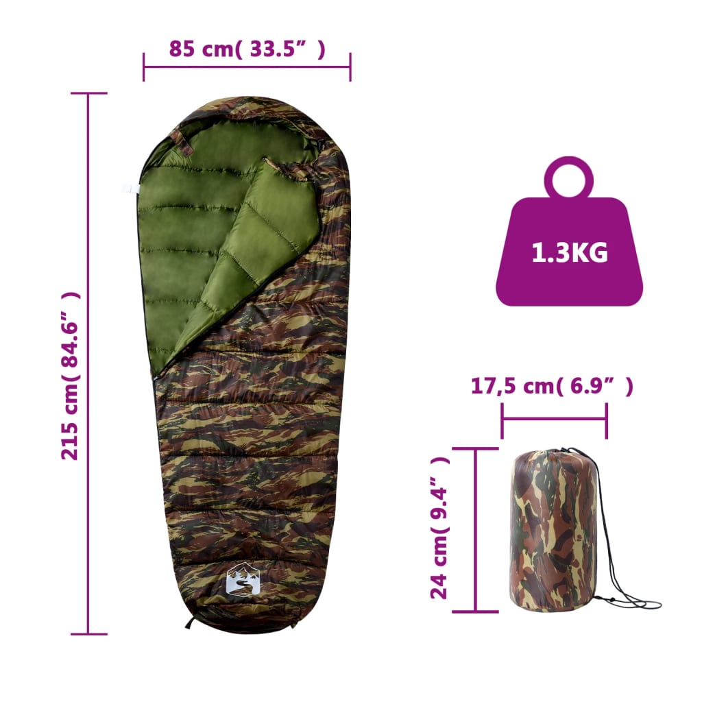 vidaXL Sac de dormit tip mumie pentru adulți de camping, 3 anotimpuri vidaXL Sac de dormit tip mumie pentru adulți de camping, 3 anotimpuri