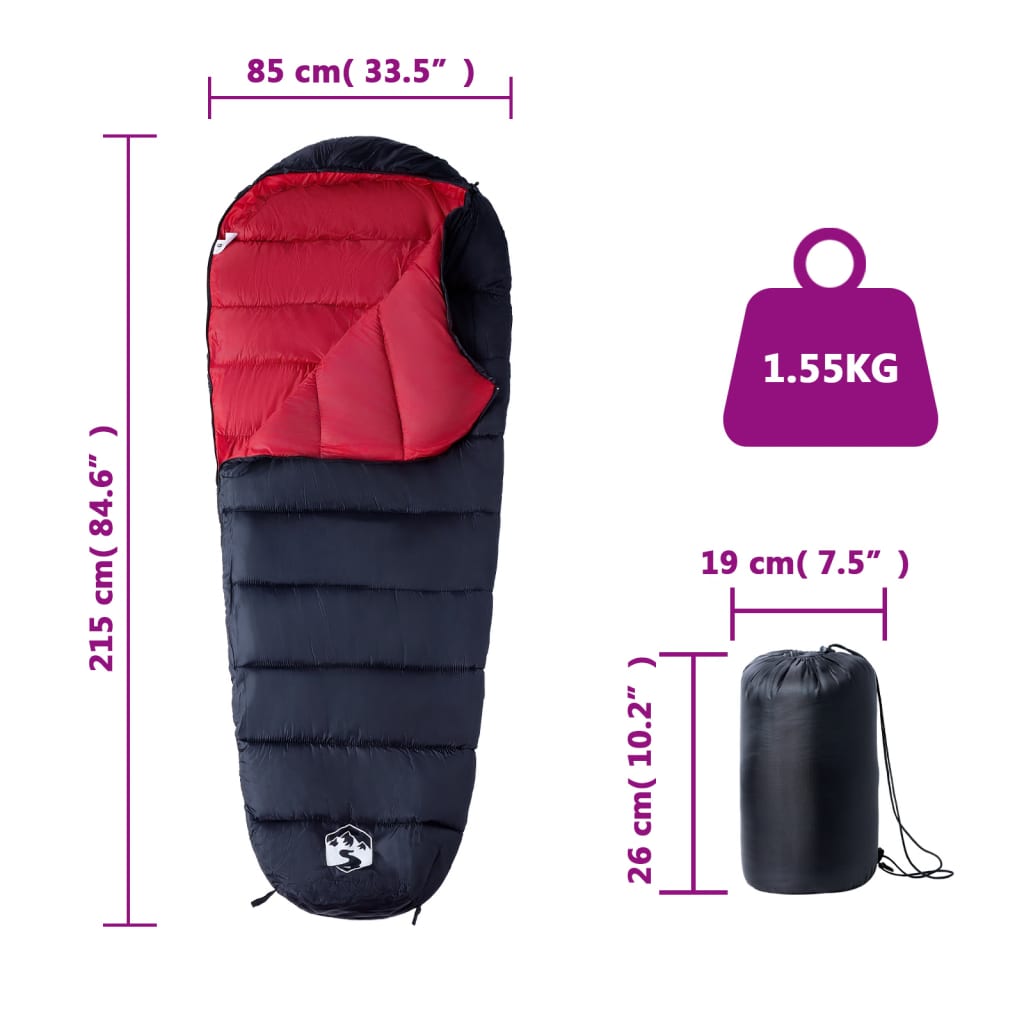 vidaXL Sac de dormit tip mumie pentru adulți de camping, 3 anotimpuri vidaXL Sac de dormit tip mumie pentru adulți de camping, 3 anotimpuri