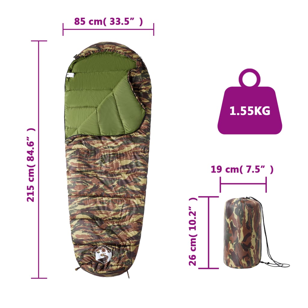 vidaXL Sac de dormit tip mumie pentru adulți de camping, 3 anotimpuri vidaXL Sac de dormit tip mumie pentru adulți de camping, 3 anotimpuri