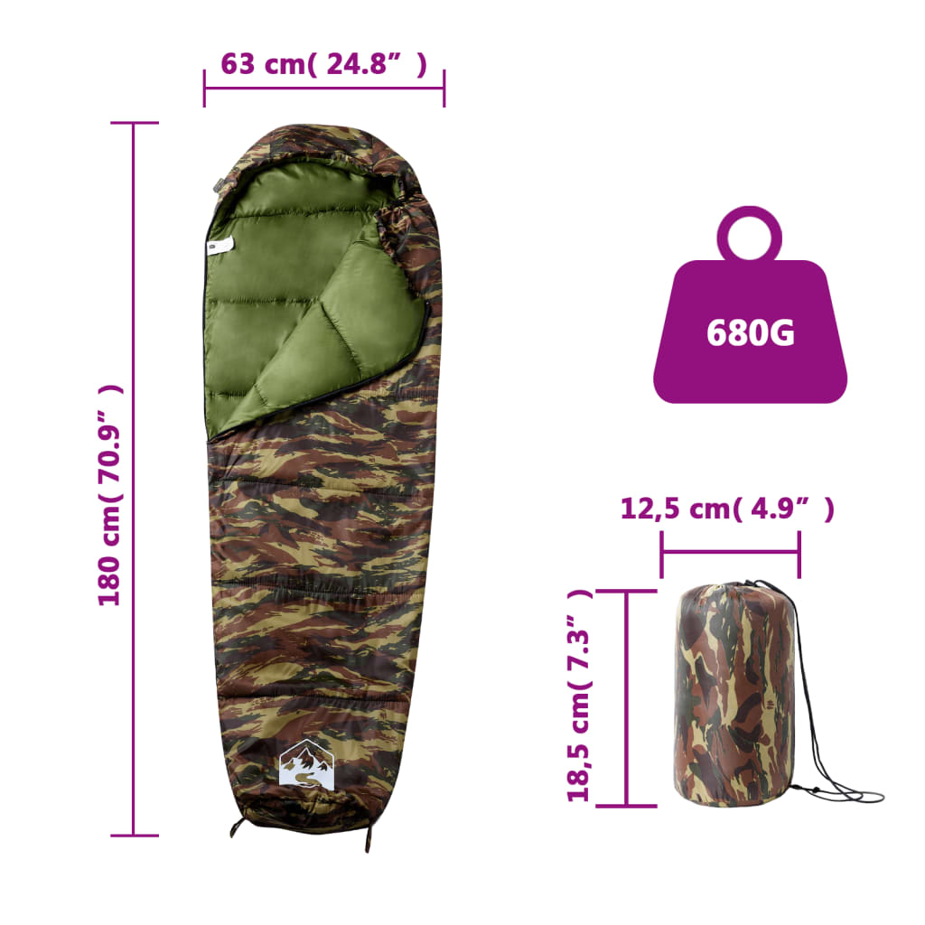 vidaXL Sac de dormit tip mumie pentru adulți de camping, 3 anotimpuri vidaXL Sac de dormit tip mumie pentru adulți de camping, 3 anotimpuri