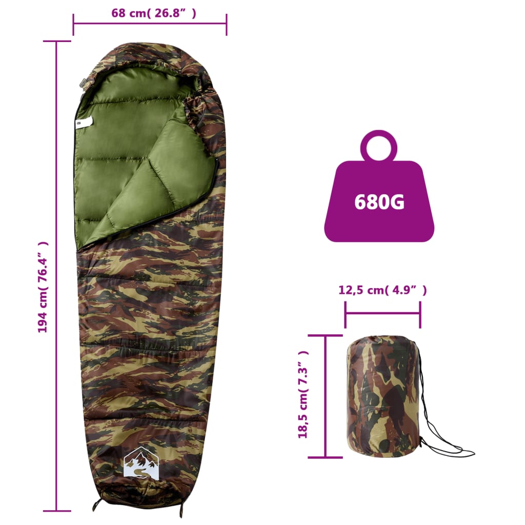 vidaXL Sac de dormit tip mumie pentru adulți de camping, 3 anotimpuri vidaXL Sac de dormit tip mumie pentru adulți de camping, 3 anotimpuri