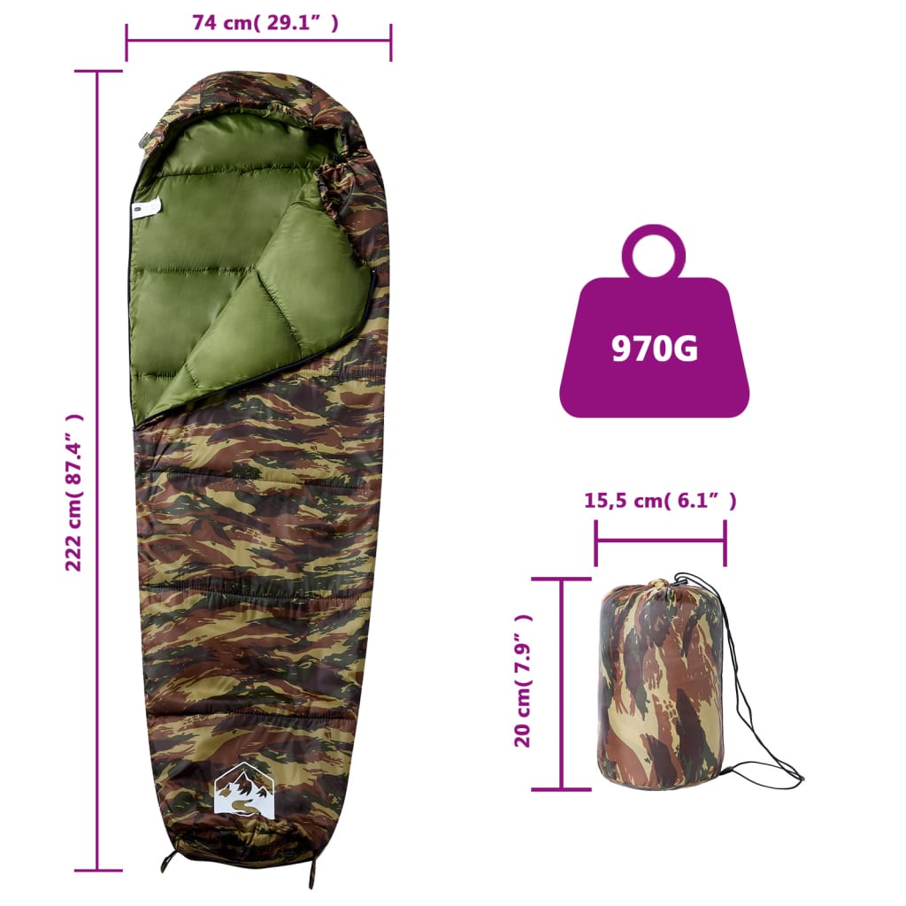 vidaXL Sac de dormit tip mumie pentru adulți de camping, 3 anotimpuri vidaXL Sac de dormit tip mumie pentru adulți de camping, 3 anotimpuri