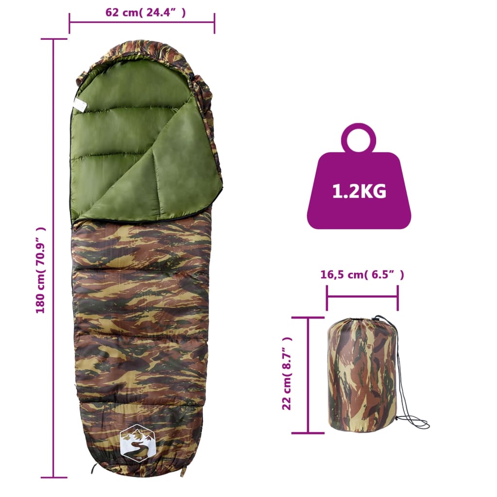 vidaXL Sac de dormit tip mumie pentru adulți de camping, 3 anotimpuri vidaXL Sac de dormit tip mumie pentru adulți de camping, 3 anotimpuri