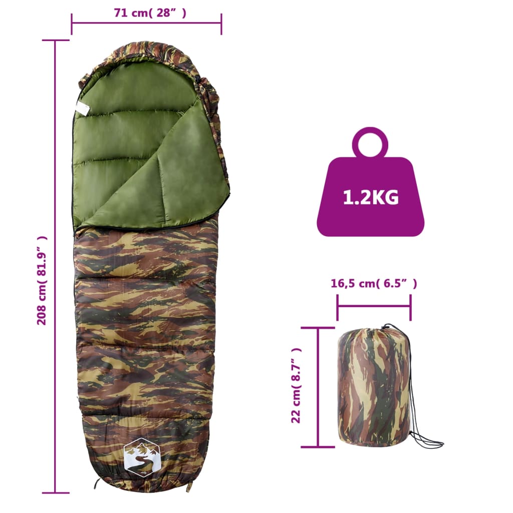 vidaXL Sac de dormit tip mumie pentru adulți de camping, 3 anotimpuri vidaXL Sac de dormit tip mumie pentru adulți de camping, 3 anotimpuri