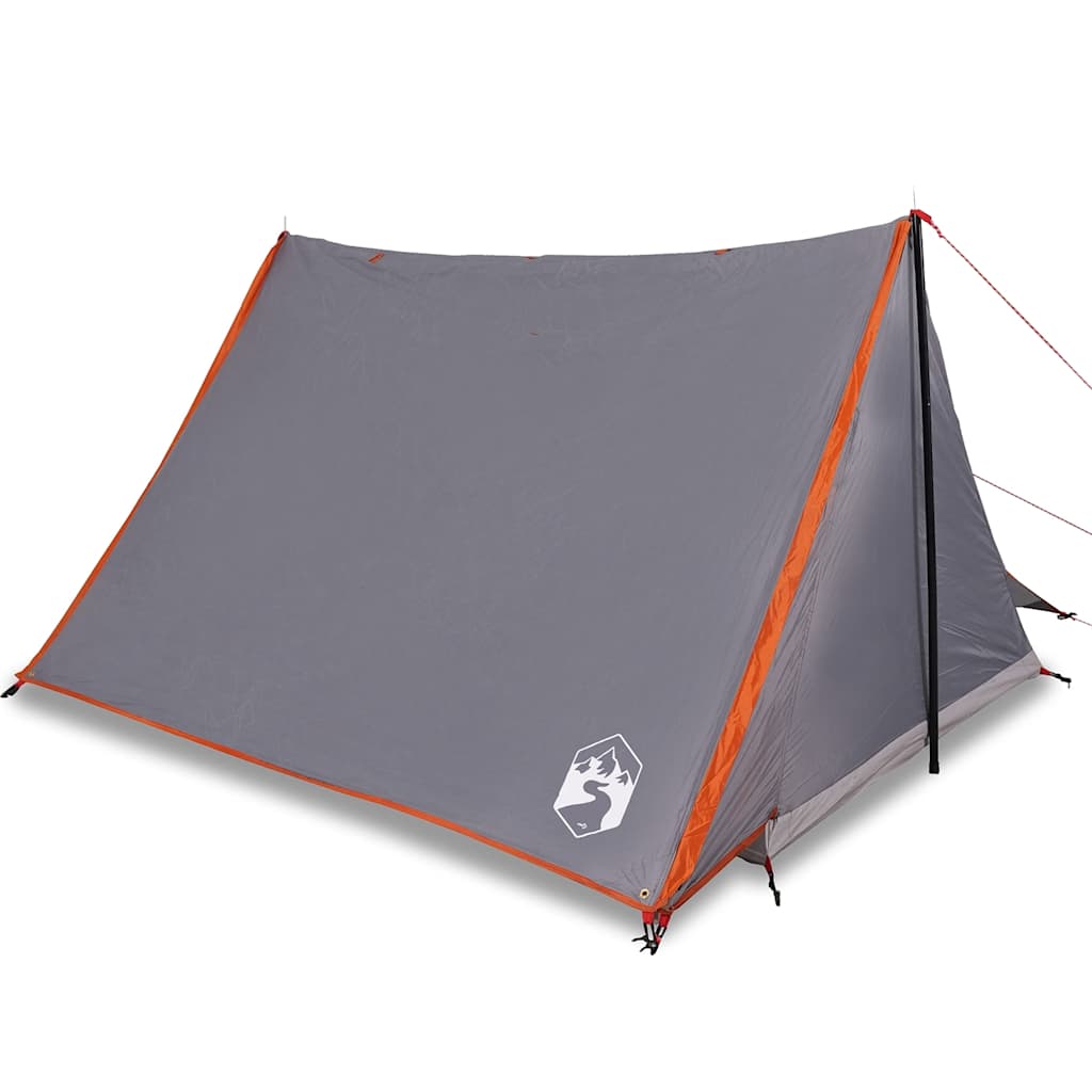 vidaXL Cort de camping pentru 2 persoane, gri/portocaliu, impermeabil