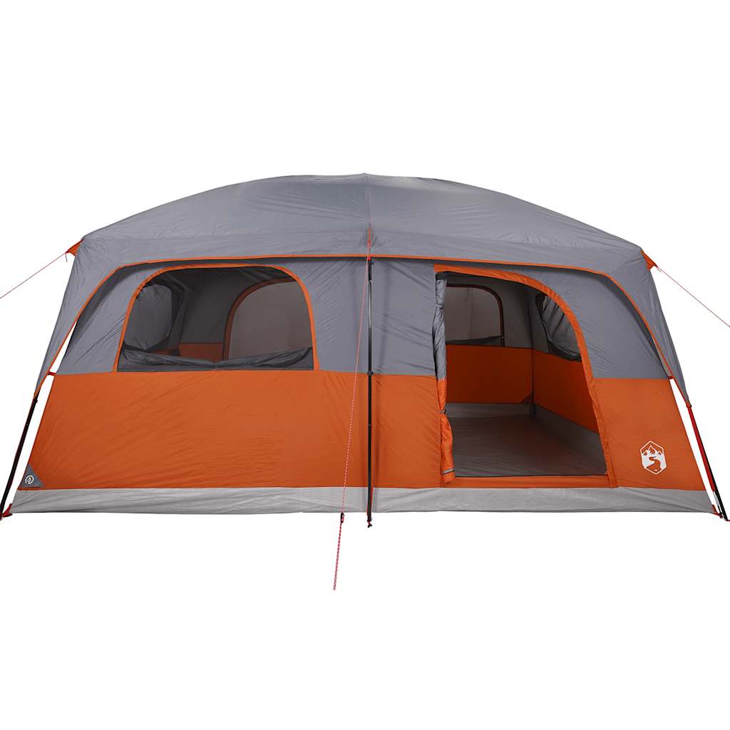vidaXL Cort de camping pentru 8 persoane, gri/portocaliu, impermeabil