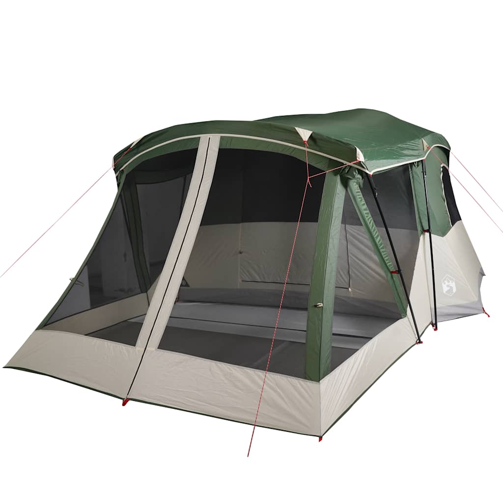 vidaXL Cort de camping cu verandă 4 persoane, verde, impermeabil
