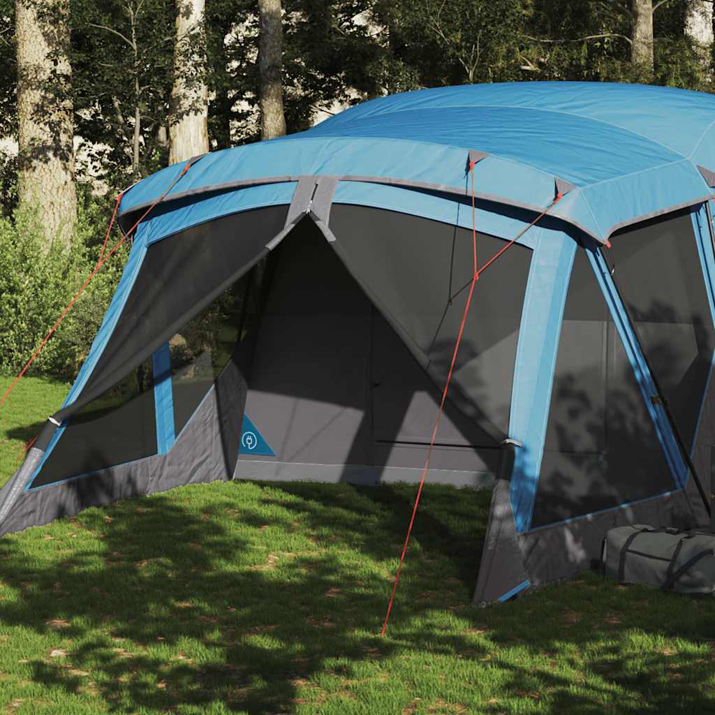 vidaXL Cort de camping cu verandă 4 persoane, albastru, impermeabil vidaXL Cort de camping cu verandă 4 persoane, albastru, impermeabil