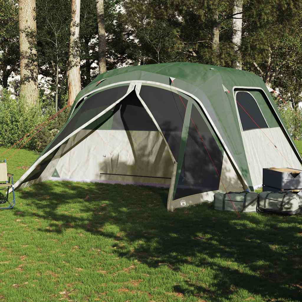 vidaXL Cort de familie cu verandă 6 persoane, verde, impermeabil vidaXL Cort de familie cu verandă 6 persoane, verde, impermeabil