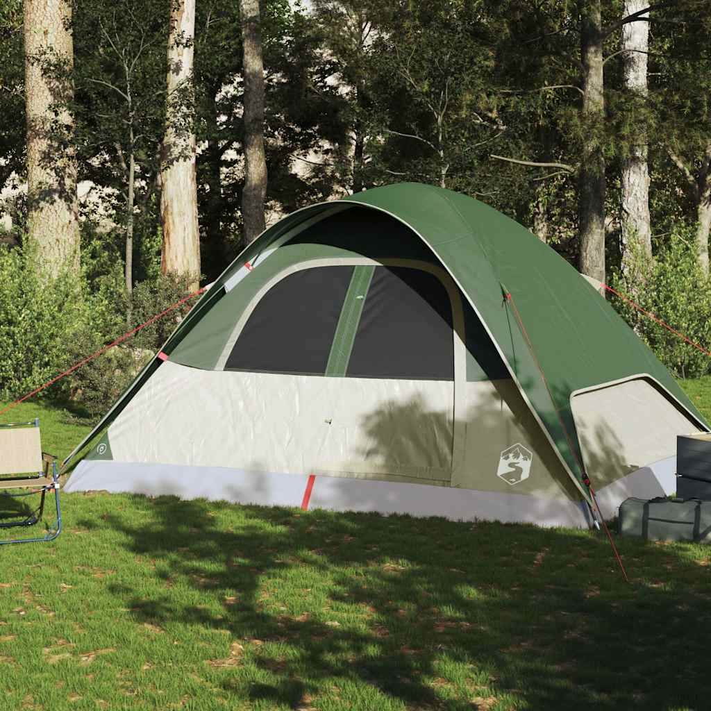 vidaXL Cort de camping cupolă pentru 6 persoane, verde, impermeabil