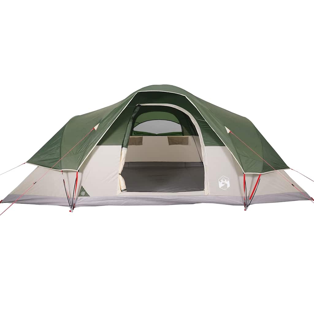 vidaXL Cort de camping cupolă pentru 9 persoane, verde, impermeabil