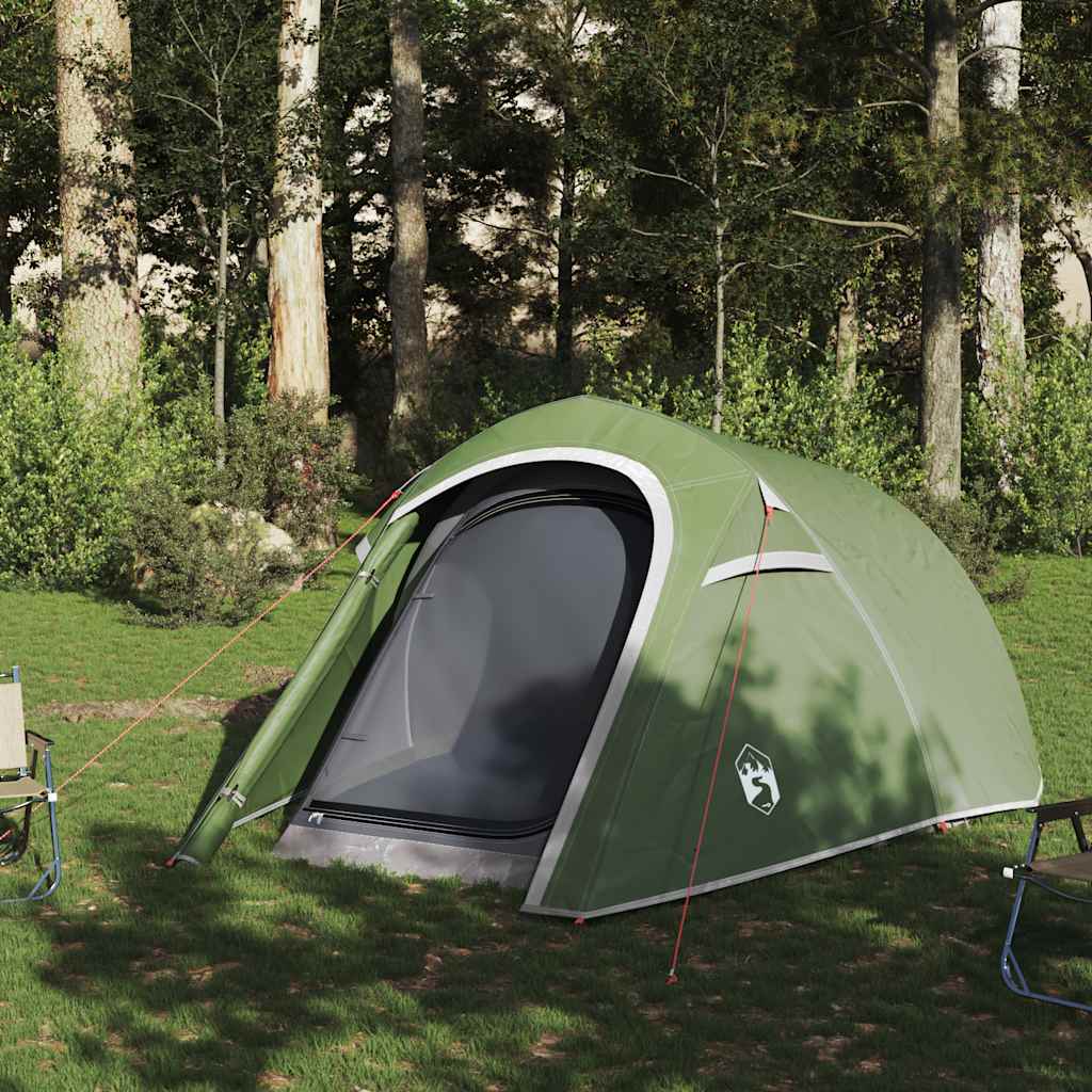 vidaXL Cort de camping pentru 3 persoane, verde, impermeabil