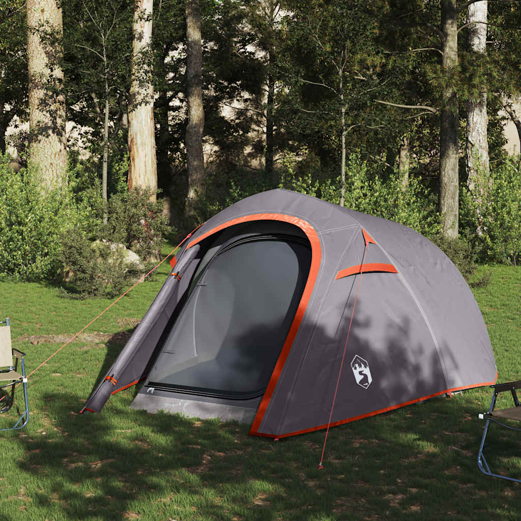 vidaXL Cort de camping tunel 3 persoane, gri/portocaliu, impermeabil
