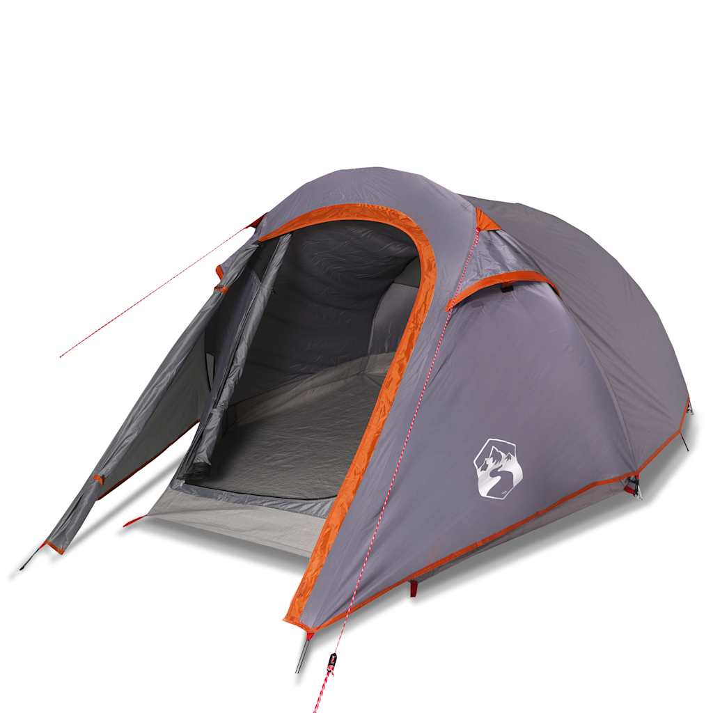 vidaXL Cort de camping tunel 3 persoane, gri/portocaliu, impermeabil