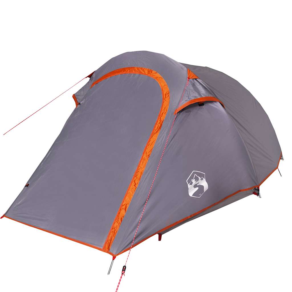 vidaXL Cort de camping tunel 3 persoane, gri/portocaliu, impermeabil