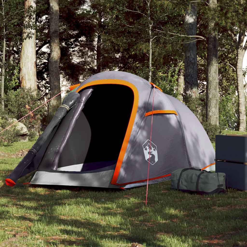 vidaXL Cort de camping tunel 2 persoane, gri/portocaliu, impermeabil vidaXL Cort de camping tunel 2 persoane, gri/portocaliu, impermeabil
